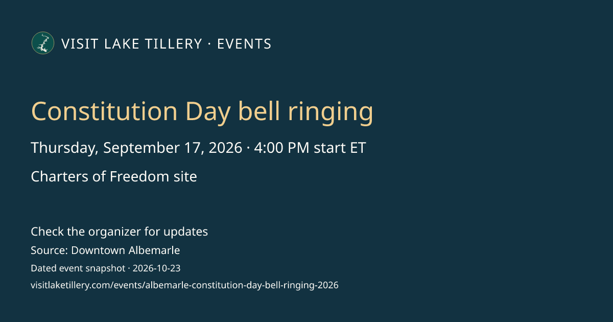 Constitution Day bell ringing · Thursday, September 17, 2026 · 4:00 PM start ET · Charters of Freedom site