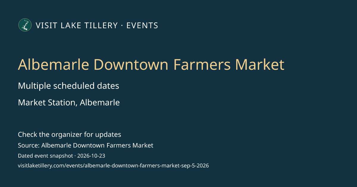 Albemarle Downtown Farmers Market · Saturday, October 24, 2026 · 8:00 AM–12:00 PM ET · Market Station, Albemarle