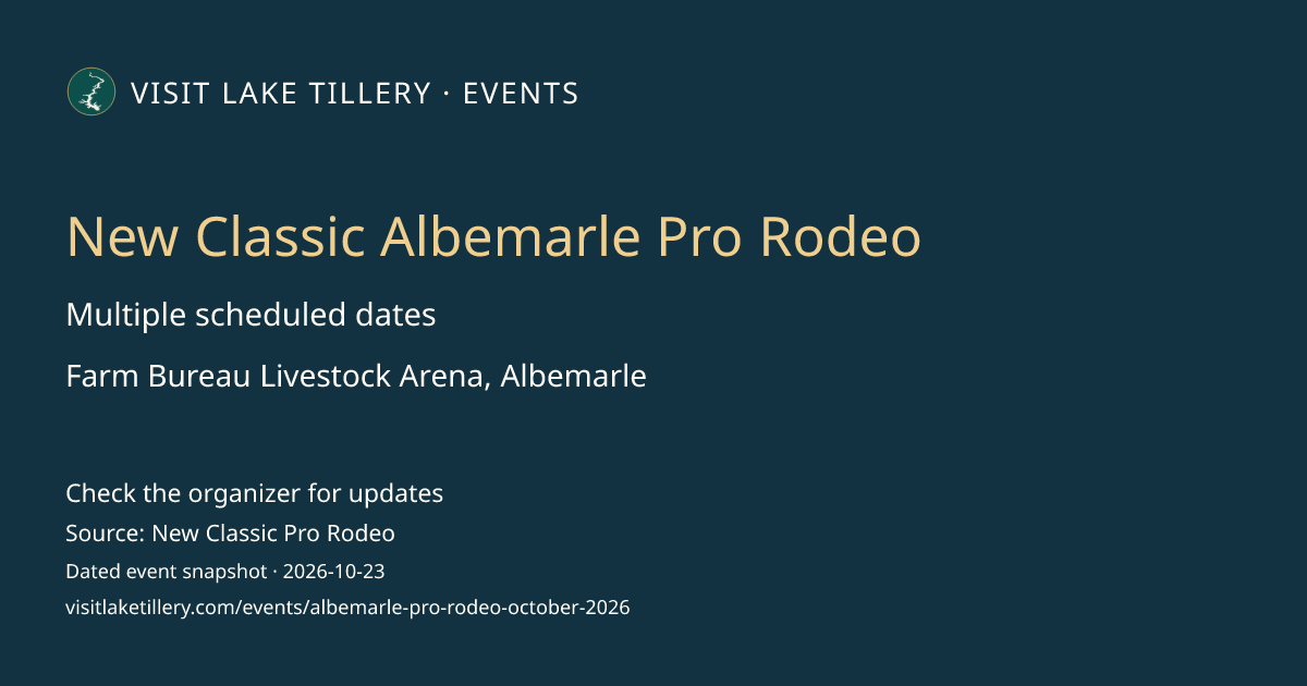New Classic Albemarle Pro Rodeo · Friday, October 23, 2026 · 7:30 PM–9:30 PM ET · Farm Bureau Livestock Arena, Albemarle