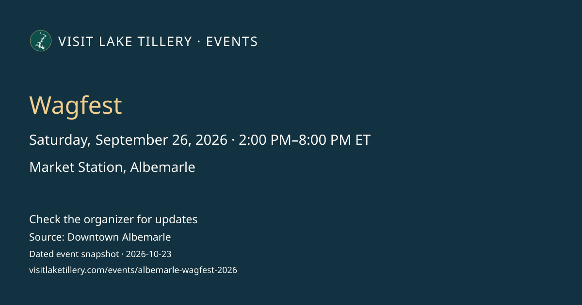 Wagfest · Saturday, September 26, 2026 · 2:00 PM–8:00 PM ET · Market Station, Albemarle